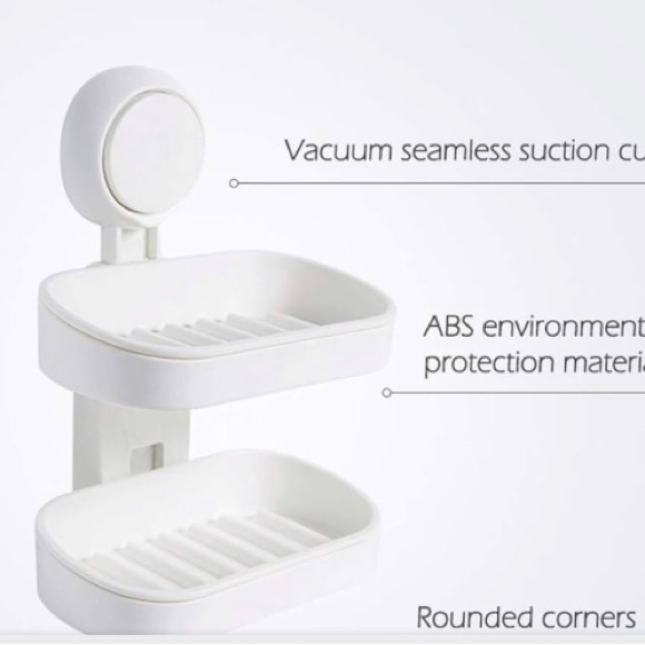 Soap Dish Holder Powerful Suction Cup Wall Mounted for Bathroom Shower - Picture 6 of 10